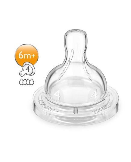 Соска силиконовая Avent Classic+ быстрый поток 2шт 6+ SCF634/27 